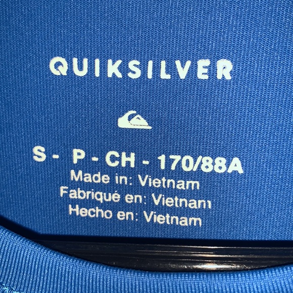 Quicksilver Performance Blue Long Sleeve Swim Shirt Men’s Size S-P-CH - Picture 3 of 4